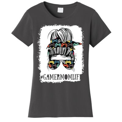 Messy Bun Life Of A Gamer Mom Mothers Day Gaming Mother Women's T-Shirt