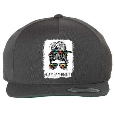 Messy Bun Life Of A Gamer Mom Mothers Day Gaming Mother Wool Snapback Cap