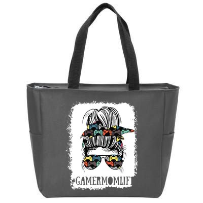 Messy Bun Life Of A Gamer Mom Mothers Day Gaming Mother Zip Tote Bag