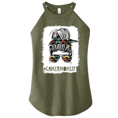 Messy Bun Life Of A Gamer Mom Mothers Day Gaming Mother Women's Perfect Tri Rocker Tank