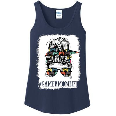 Messy Bun Life Of A Gamer Mom Mothers Day Gaming Mother Ladies Essential Tank