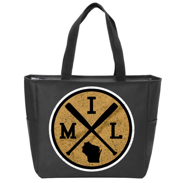 Milwaukee Baseball Lover Baseball Player Retro Sporty Zip Tote Bag