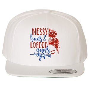 Messy Buns & Loaded Guns Funny Women American Gun Owner Wool Snapback Cap