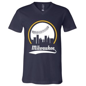 Milwaukee Baseball Lover Baseball Player Retro Sporty V-Neck T-Shirt