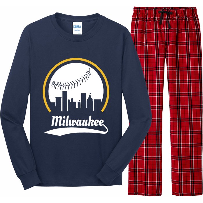 Milwaukee Baseball Lover Baseball Player Retro Sporty Long Sleeve Pajama Set