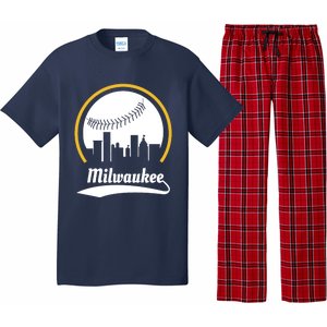 Milwaukee Baseball Lover Baseball Player Retro Sporty Pajama Set