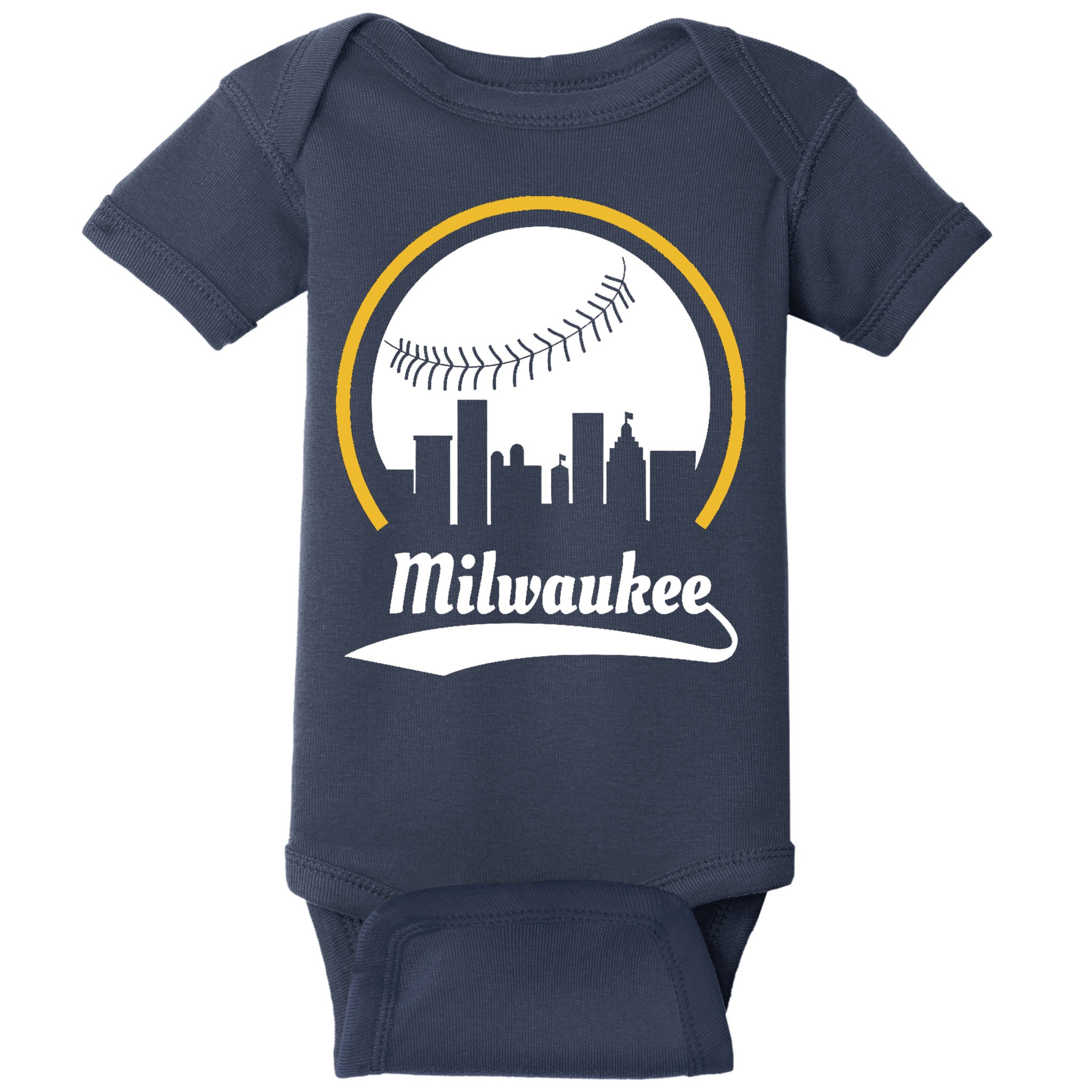 Milwaukee Baseball Lover Baseball Player Retro Sporty Baby Bodysuit
