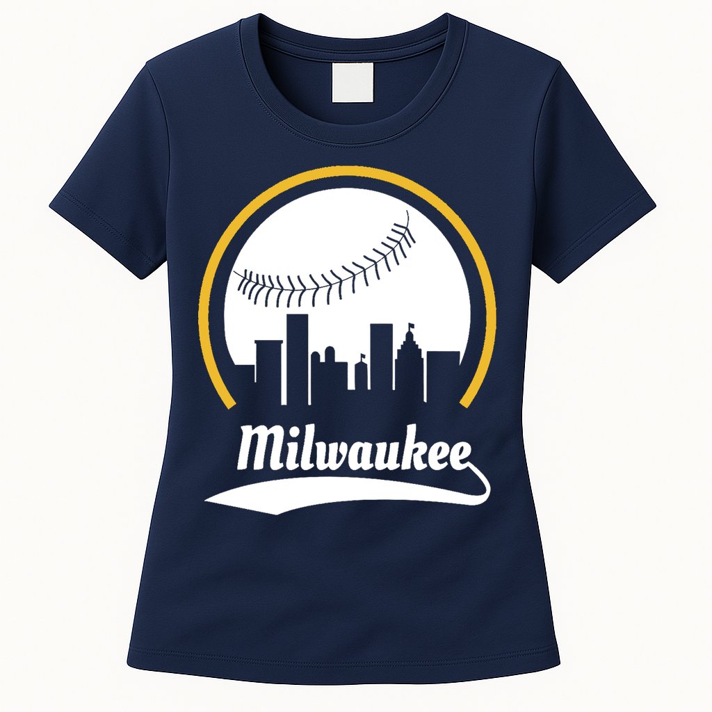 Milwaukee Baseball Lover Baseball Player Retro Sporty Womens T-Shirt