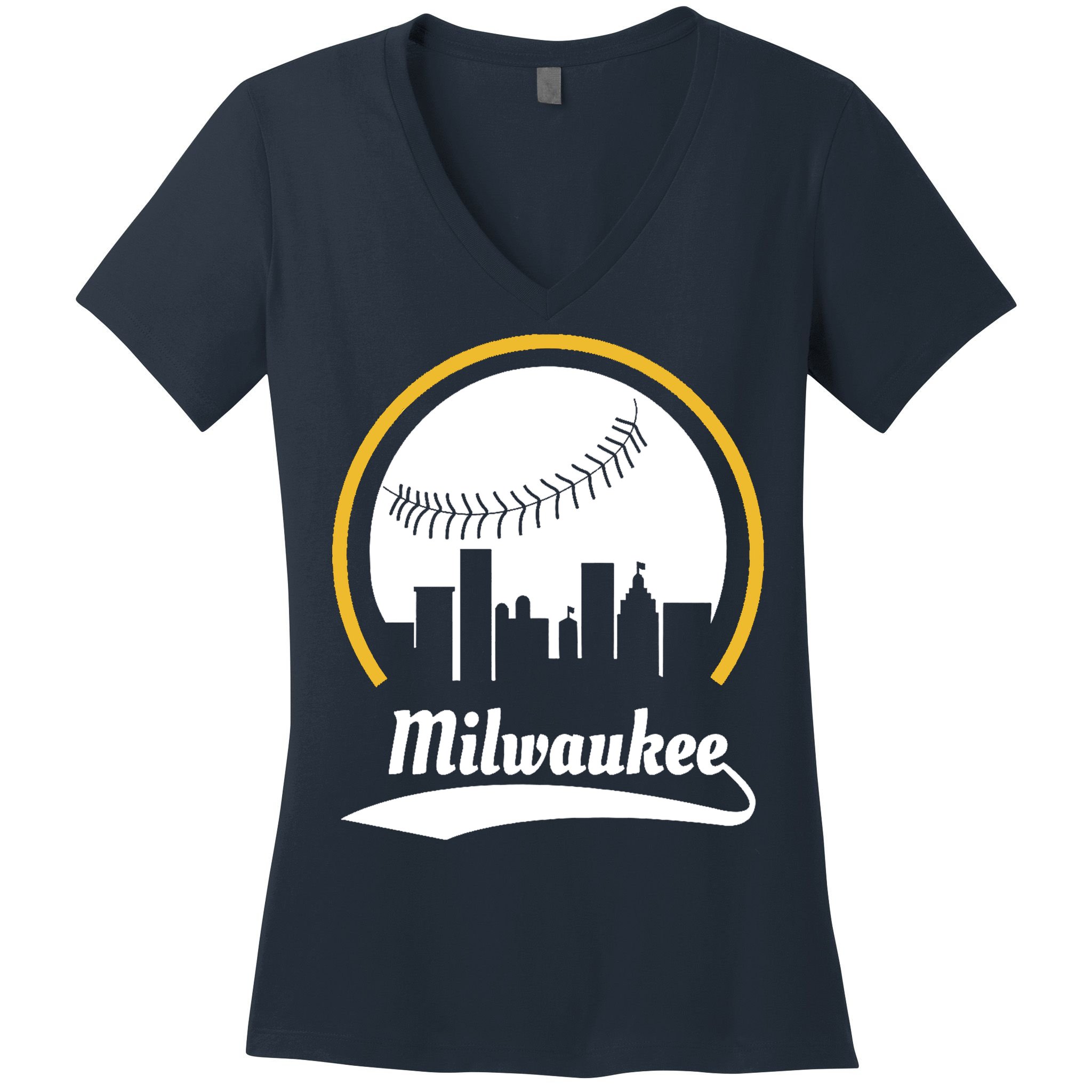 Milwaukee Baseball Lover Baseball Player Retro Sporty Women's V-Neck T-Shirt