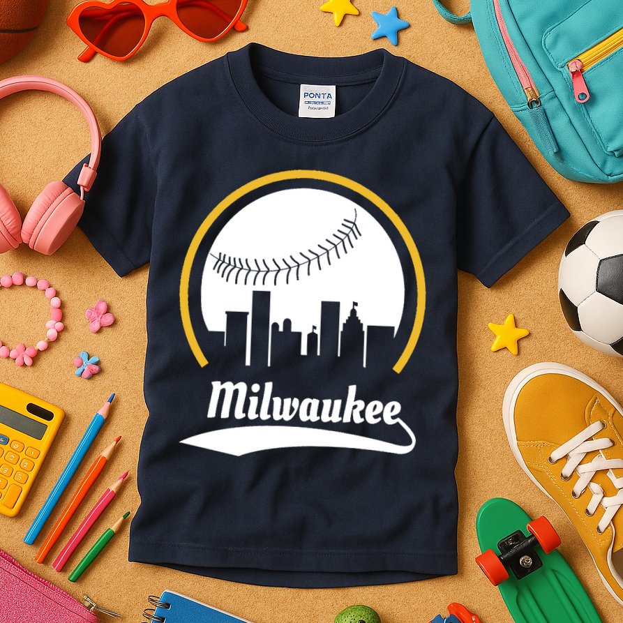 Milwaukee Baseball Lover Baseball Player Retro Sporty Kids T-Shirt