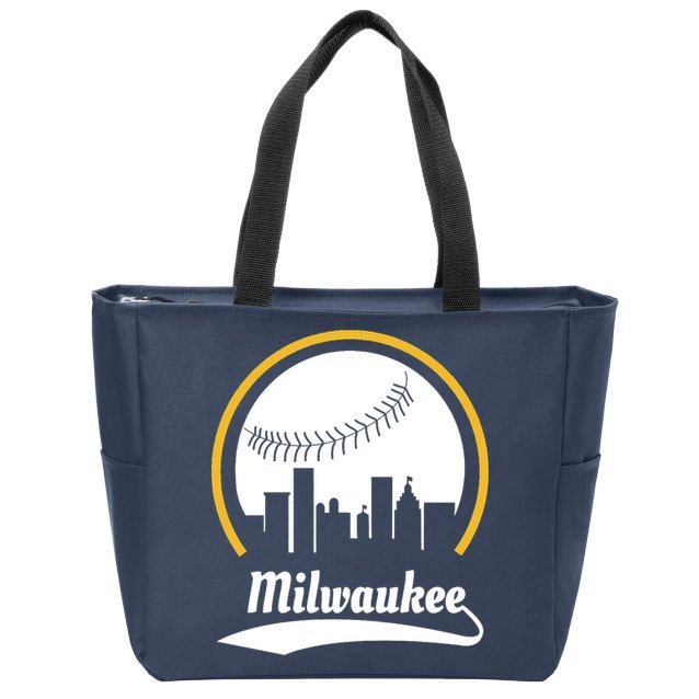 Milwaukee Baseball Lover Baseball Player Retro Sporty Zip Tote Bag