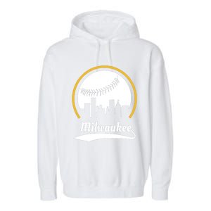 Milwaukee Baseball Lover Baseball Player Retro Sporty Garment-Dyed Fleece Hoodie