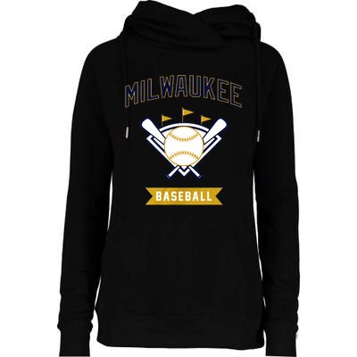 Milwaukee Baseball Lover Baseball Player Retro Sporty Womens Funnel Neck Pullover Hood