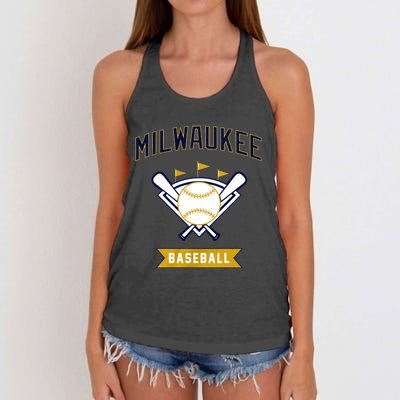 Milwaukee Baseball Lover Baseball Player Retro Sporty Women's Knotted Racerback Tank