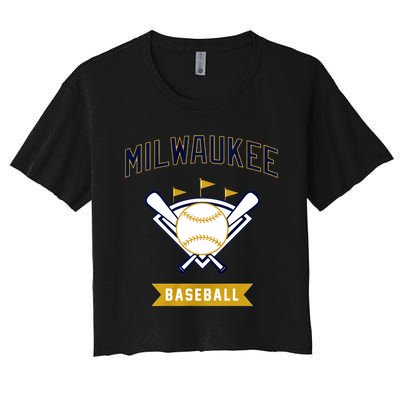 Milwaukee Baseball Lover Baseball Player Retro Sporty Women's Crop Top Tee