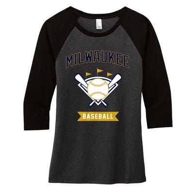 Milwaukee Baseball Lover Baseball Player Retro Sporty Women's Tri-Blend 3/4-Sleeve Raglan Shirt