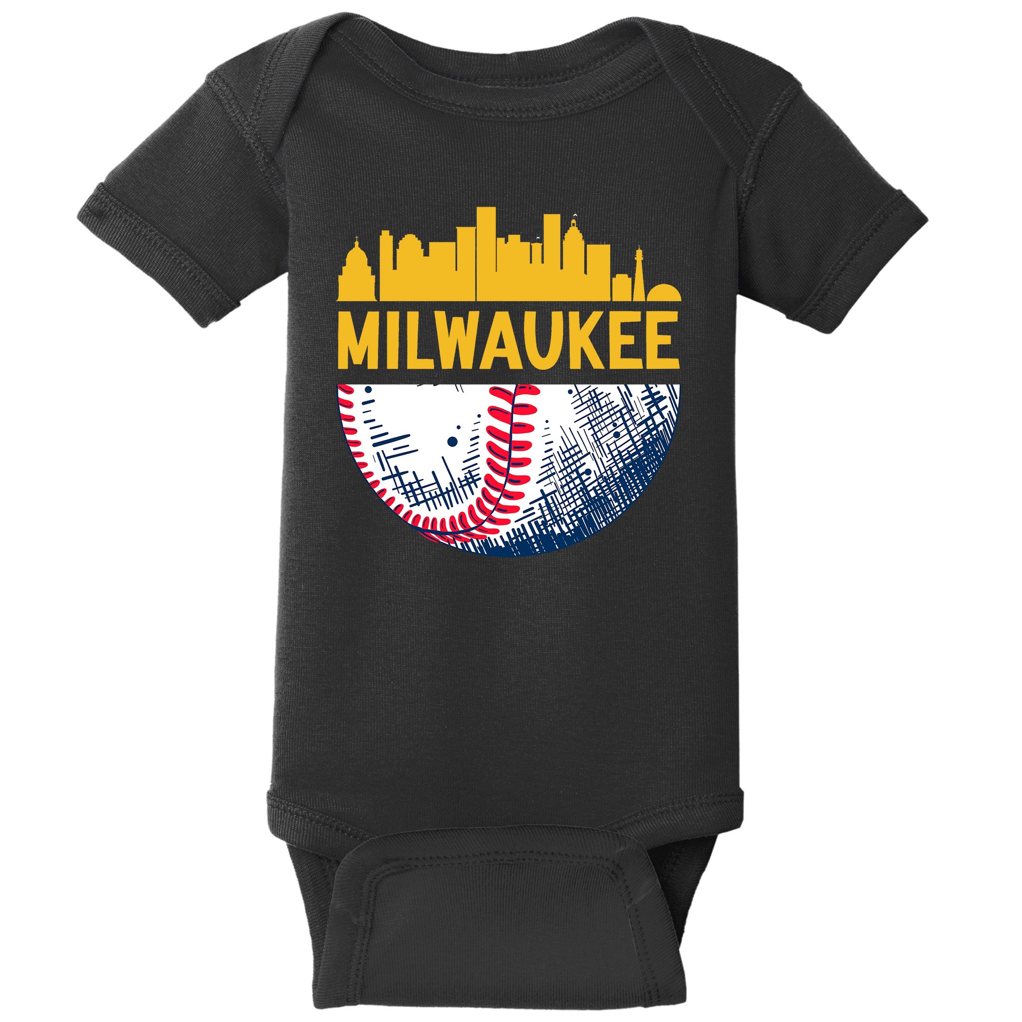 Milwaukee Baseball Lover Baseball Player Retro Sporty Baby Bodysuit