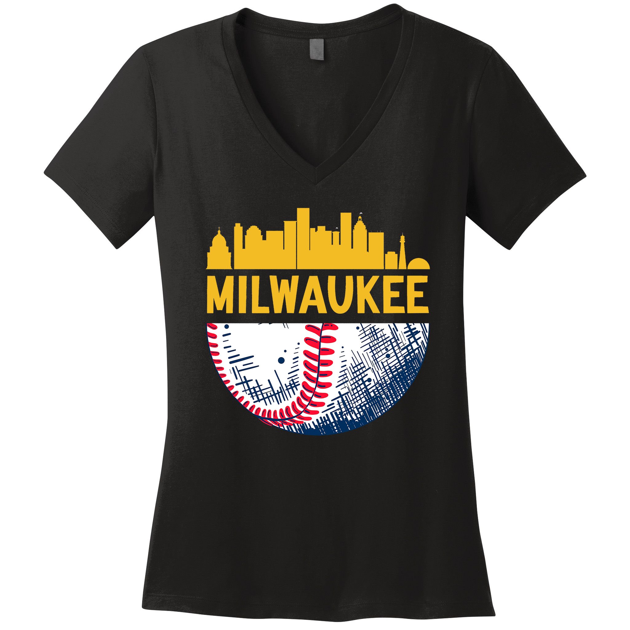 Milwaukee Baseball Lover Baseball Player Retro Sporty Women's V-Neck T-Shirt