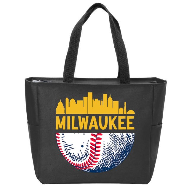 Milwaukee Baseball Lover Baseball Player Retro Sporty Zip Tote Bag