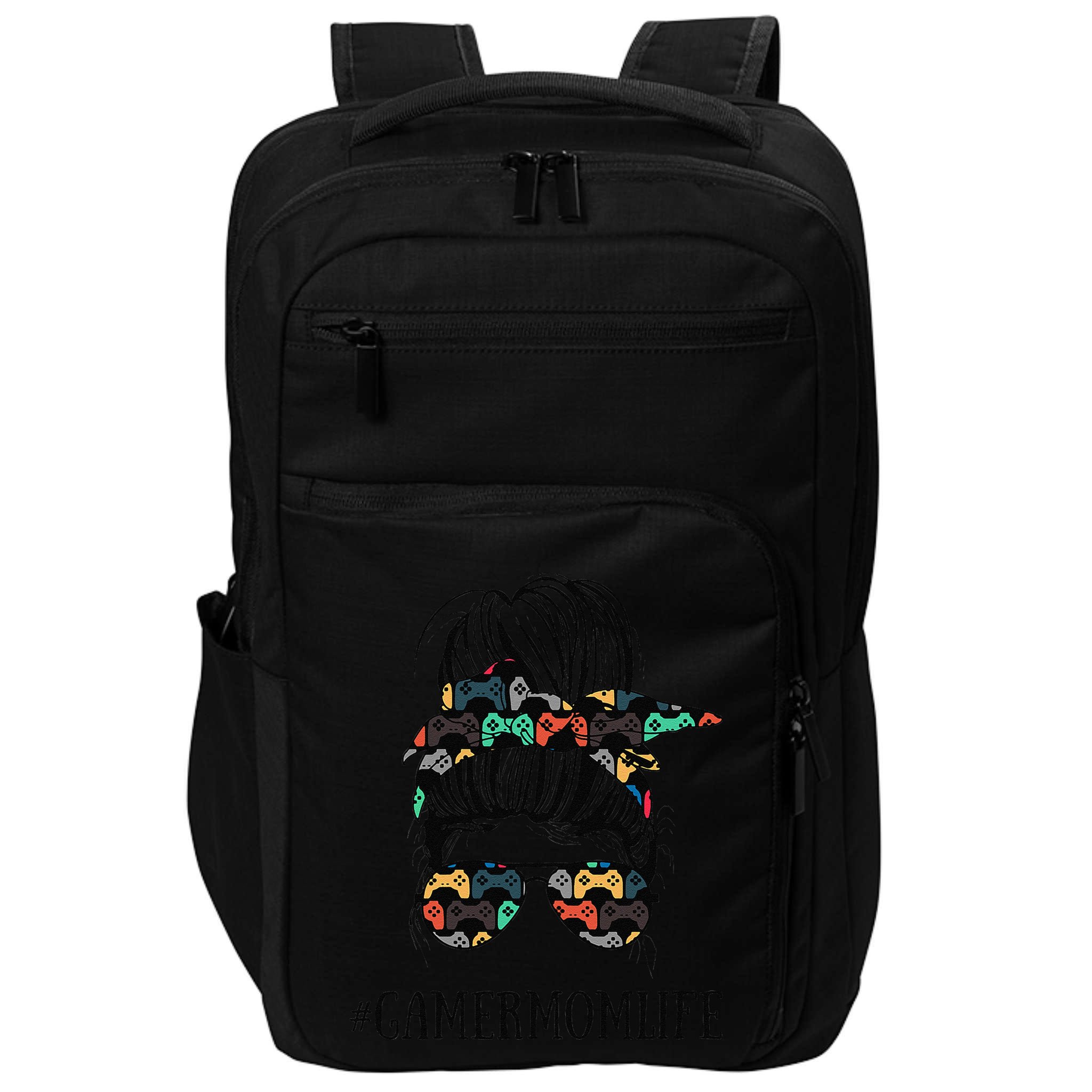 Messy Bun Life Of A Gamer Mom MotherS Day Gaming Mother Impact Tech Backpack