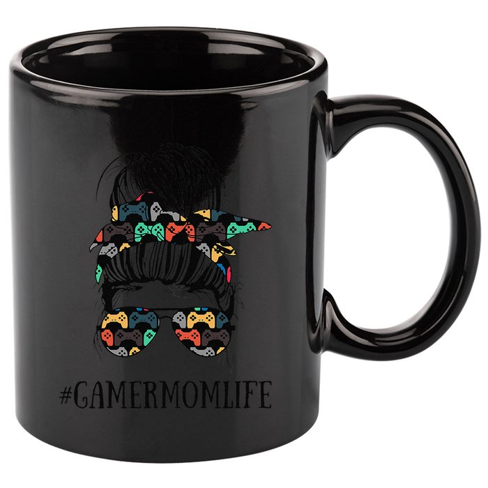 Messy Bun Life Of A Gamer Mom MotherS Day Gaming Mother 11oz C Handle Ceramic Mug