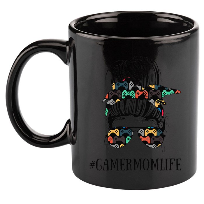 Messy Bun Life Of A Gamer Mom MotherS Day Gaming Mother 11oz C Handle Ceramic Mug