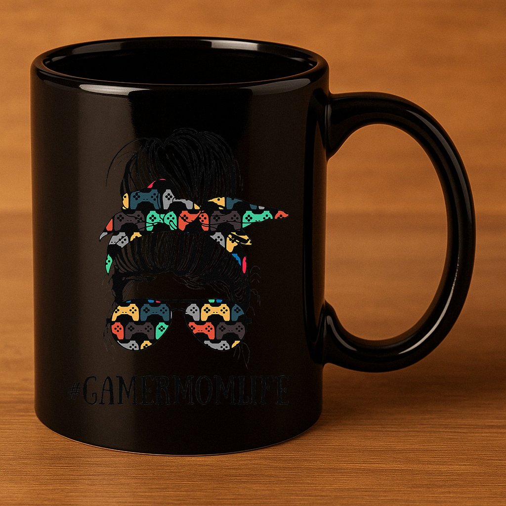 Messy Bun Life Of A Gamer Mom MotherS Day Gaming Mother 11oz C Handle Ceramic Mug