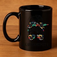Messy Bun Life Of A Gamer Mom MotherS Day Gaming Mother 11oz C Handle Ceramic Mug