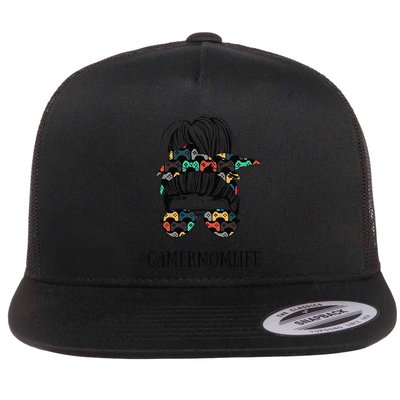 Messy Bun Life Of A Gamer Mom MotherS Day Gaming Mother Flatbill Hat