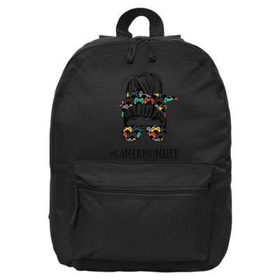 Messy Bun Life Of A Gamer Mom MotherS Day Gaming Mother 16 in Basic Backpack
