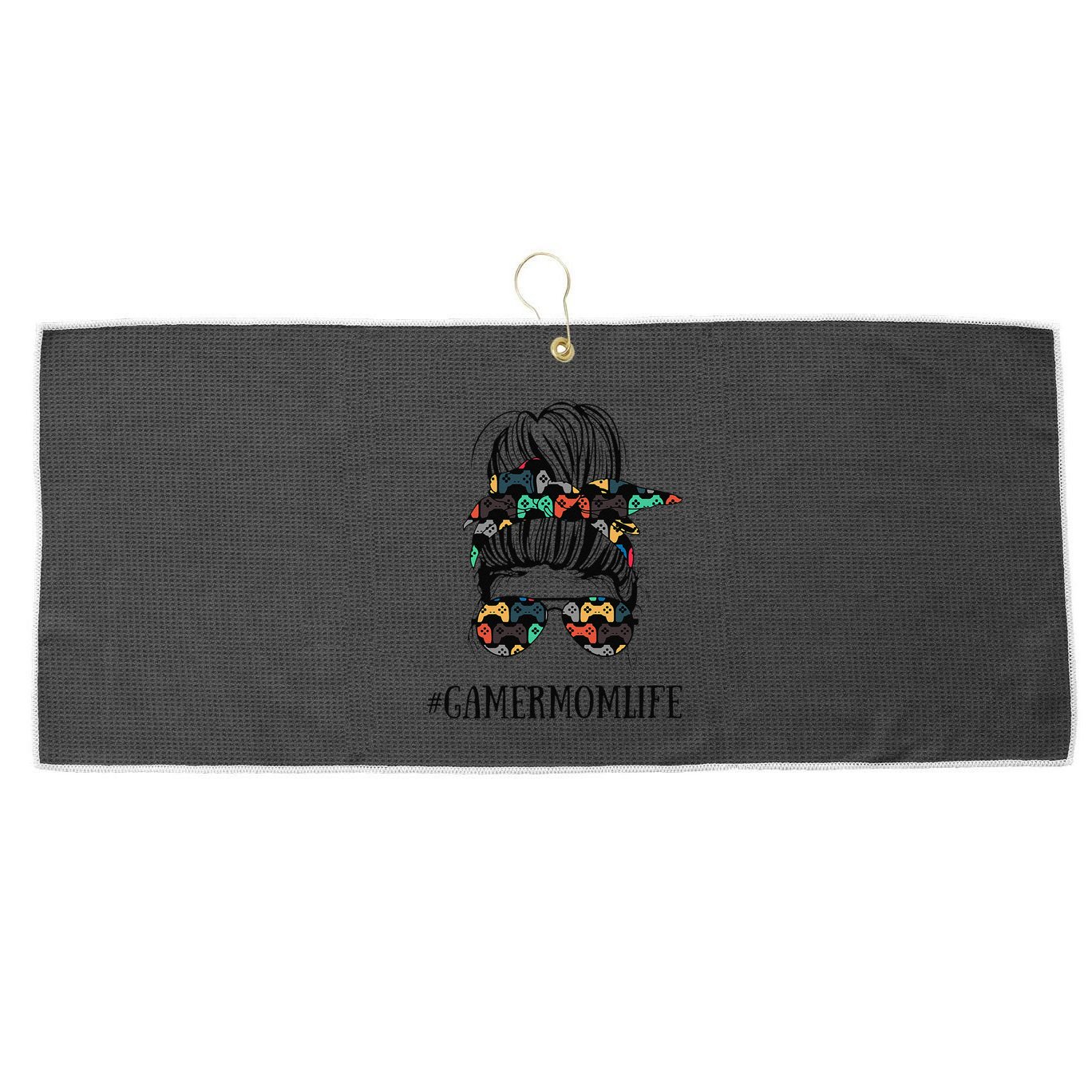 Messy Bun Life Of A Gamer Mom MotherS Day Gaming Mother Large Microfiber Waffle Golf Towel