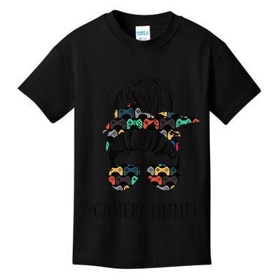Messy Bun Life Of A Gamer Mom MotherS Day Gaming Mother Kids T-Shirt