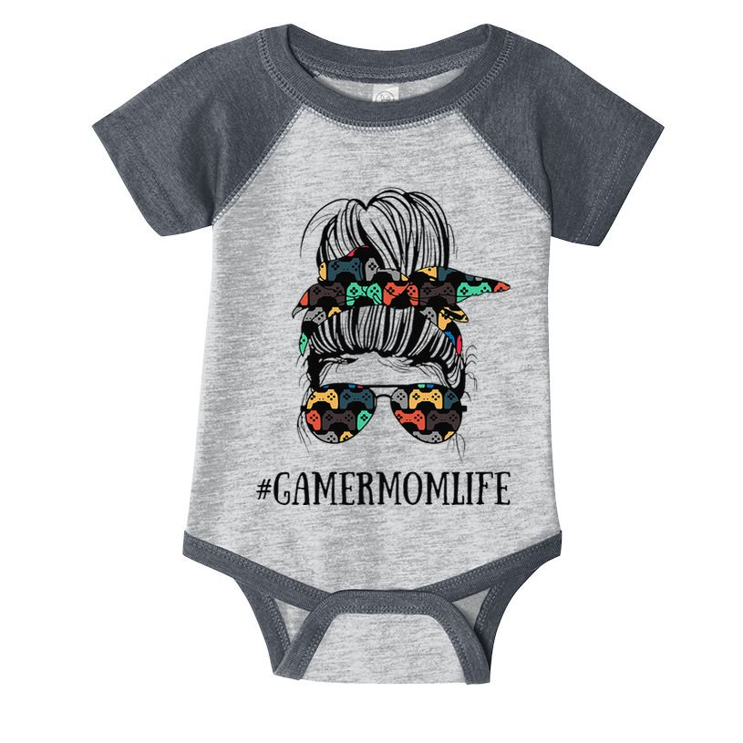 Messy Bun Life Of A Gamer Mom MotherS Day Gaming Mother Infant Baby Jersey Bodysuit