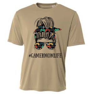 Messy Bun Life Of A Gamer Mom MotherS Day Gaming Mother Cooling Performance Crew T-Shirt