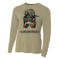 Messy Bun Life Of A Gamer Mom MotherS Day Gaming Mother Cooling Performance Long Sleeve Crew