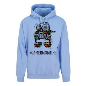 Messy Bun Life Of A Gamer Mom MotherS Day Gaming Mother Unisex Surf Hoodie