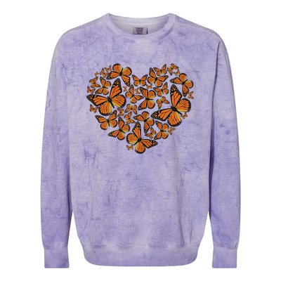 Monarch Butterfly Love Heart Colorblast Crewneck Sweatshirt