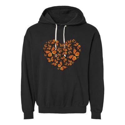 Monarch Butterfly Love Heart Garment-Dyed Fleece Hoodie