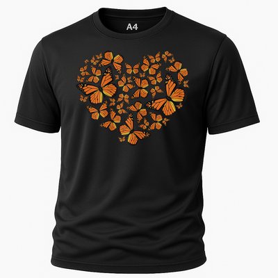 Monarch Butterfly Love Heart Cooling Performance Crew T-Shirt