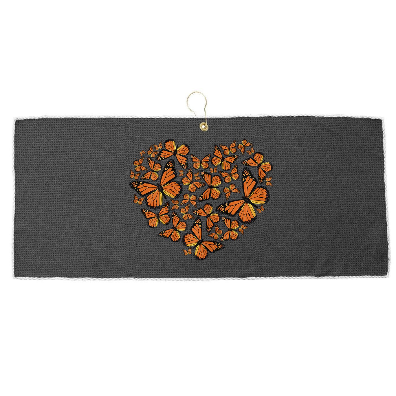 Monarch Butterfly Love Heart Large Microfiber Waffle Golf Towel