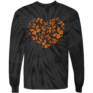 Monarch Butterfly Love Heart Tie-Dye Long Sleeve Shirt