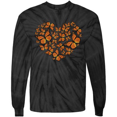 Monarch Butterfly Love Heart Tie-Dye Long Sleeve Shirt