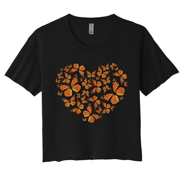 Monarch Butterfly Love Heart Women's Crop Top Tee