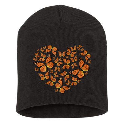 Monarch Butterfly Love Heart Short Acrylic Beanie