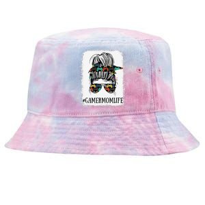 Messy Bun Life Of A Gamer Mom Mother's Day Gaming Mother Tie-Dyed Bucket Hat