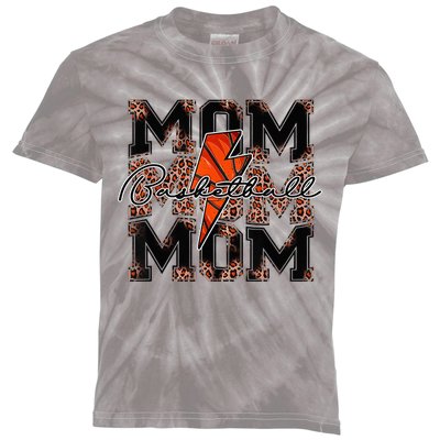 Mom Basketball Leopard Lightning Bolt Mothers Day Softball Kids Tie-Dye T-Shirt