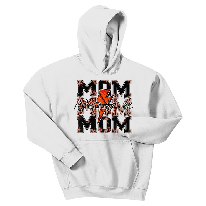 Mom Basketball Leopard Lightning Bolt Mothers Day Softball Kids Hoodie