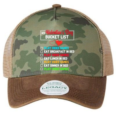 My Bucket List Funny Video Games Gamer Valentines Day Legacy Tie Dye Trucker Hat