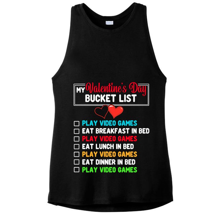My Bucket List Funny Video Games Gamer Valentines Day Ladies PosiCharge Tri-Blend Wicking Tank