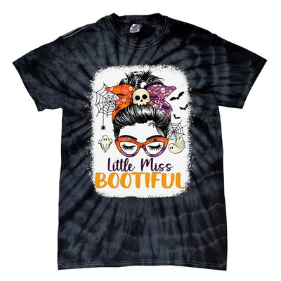 Messy Bun Little Miss Bootiful Boo Halloween Tie-Dye T-Shirt